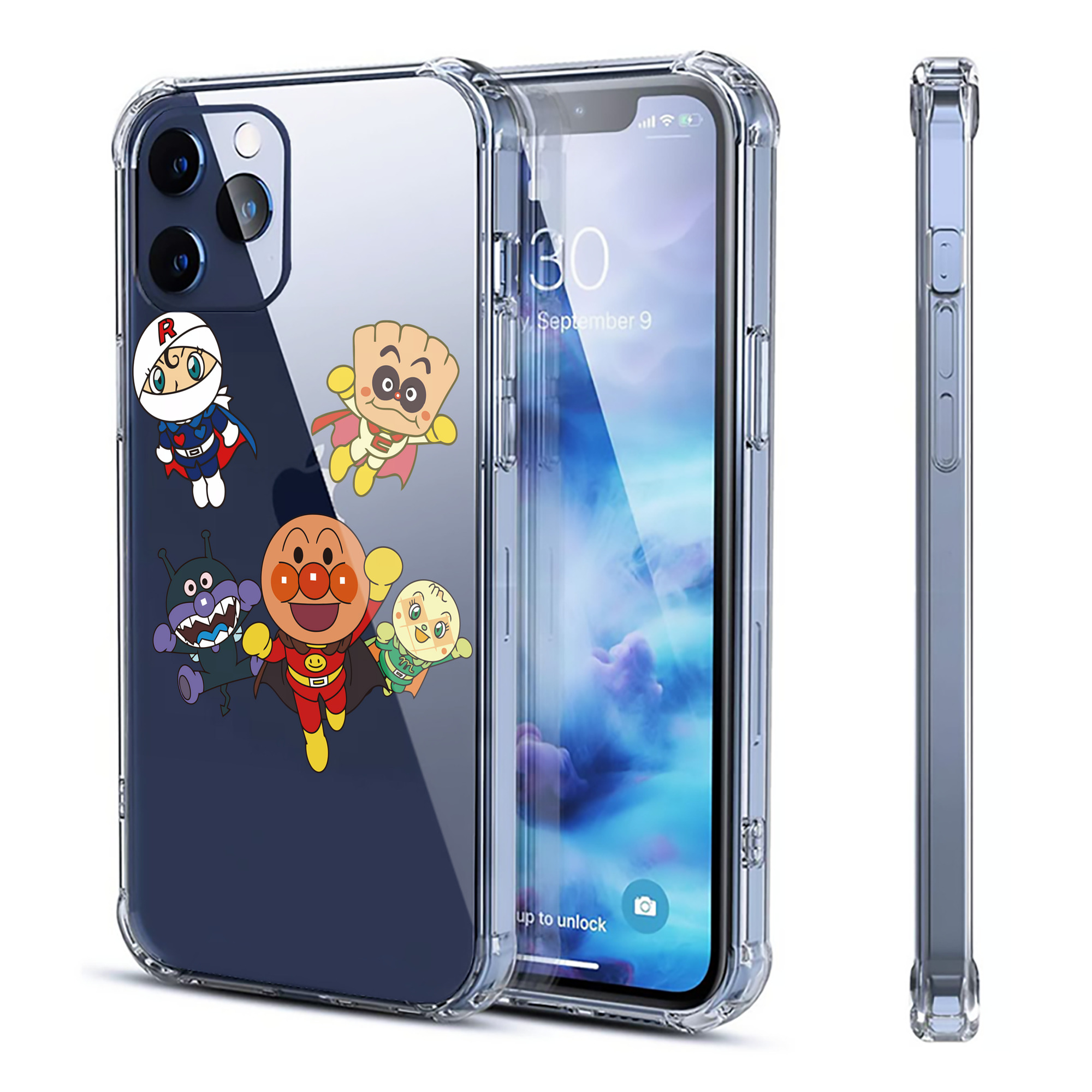 （画像用） アンパンマン Anpanman 【iPhone 12シリーズ対応】透明スマホケース（クリアソフトケース）